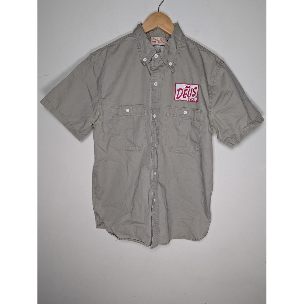 Deus Ex Machina Mens Short Sleeve Button Down Shirt Size M Utility Moto Workwear